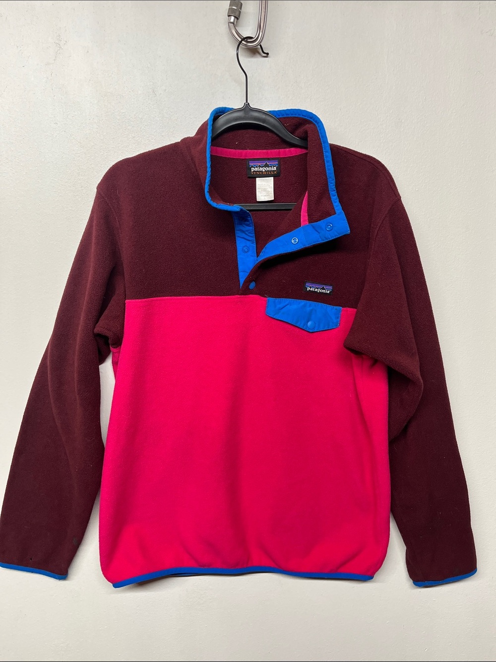 Patagonia Women’s L Synchilla Color Block Pink Pullover Snap Fleece